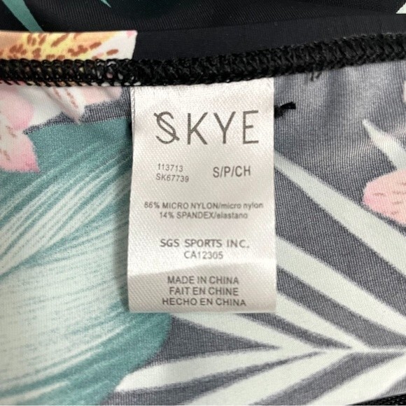 NWT Skye Alessia Hi Waist Ruched Bikini Bottom Black Kaleah Print Size Small NEW - Picture 12 of 14